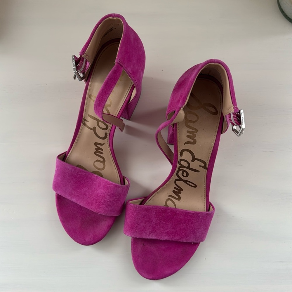 Sam Edelman Pink Suede Heels, Size 8